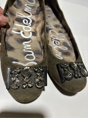 Sam Edelman Olive Green Suede Slip-On Loafers